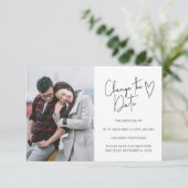 Carte Simple script photo Retarder l'invitation de date (Debout devant)