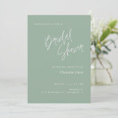 Carte Simple Script Sage Green Nuptiale Douche de nage i (Debout devant)