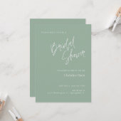 Carte Simple Script Sage Green Nuptiale Douche de nage i (Devant/Arrière en situation)
