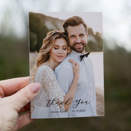 Carte Simple Scripty Photo Thank You Card
