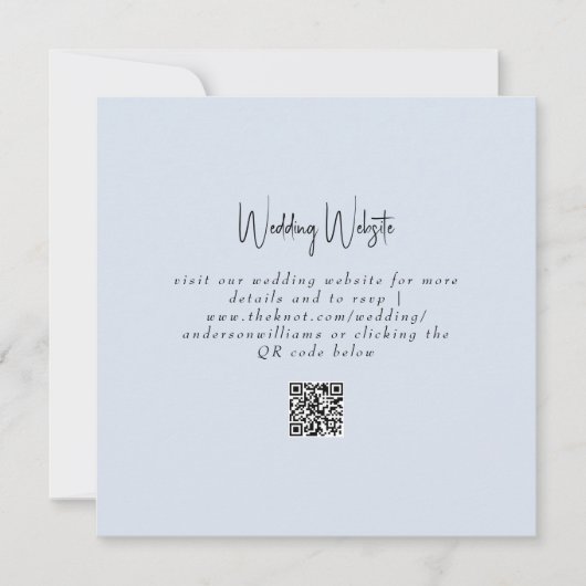 Carte Simple Site Web QR Code Mariage Bleu Poussiéreux C (Devant)