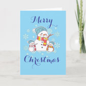 Carte Simple Snowman Blue Holiday Personnaliser (Devant)