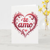 Carte Simple Te Amo en forme de cœur (Fleur jaune)