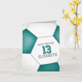 Carte simple turquoise balle de football blanc heureux a (Fleur jaune)