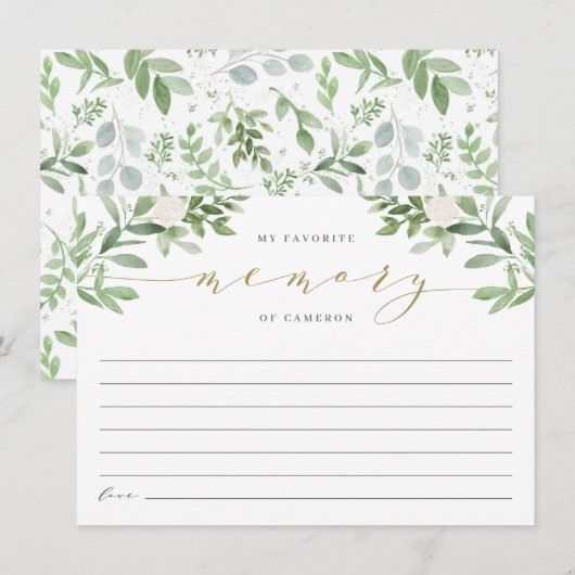 Carte Simple verdure Ma Fête des mariées mémoire préféré (Devant / Derrière)