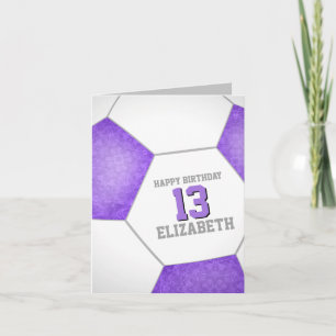 Carte simple violet blanc balle de football heureux anni