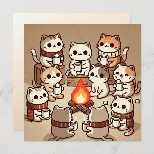 Carte simple Whiskers Campfire (Devant / Derrière)