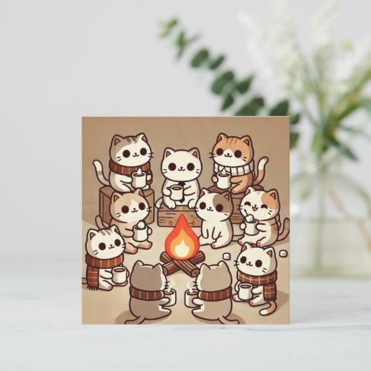 Carte simple Whiskers Campfire (Debout devant)