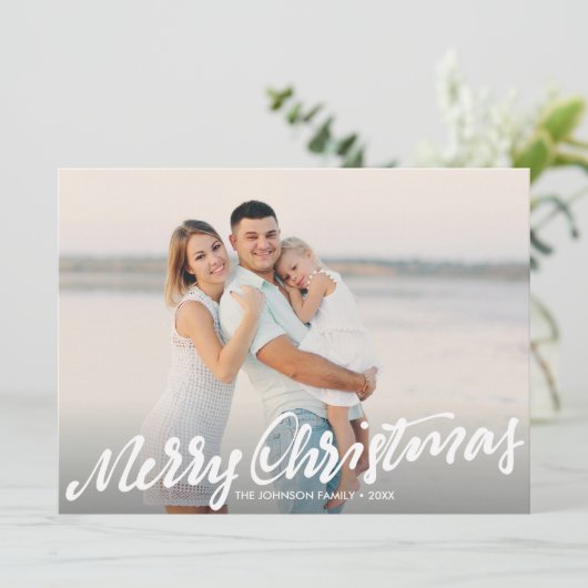 Carte Simplement Joyeux Noël photo pleine | Blanc (Debout devant)