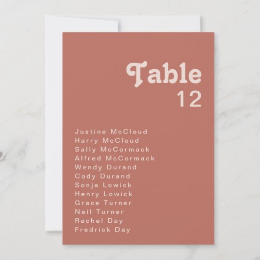 Carte Simples vibrations rétro | Tableau de numéros de t (Dos)