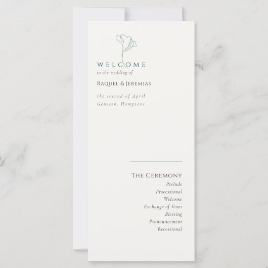 Carte Simply Elegant Emerald Modern Wedding Program (Devant)