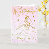 Carte simulated foil angel Merry Christmas card (Fleur jaune)