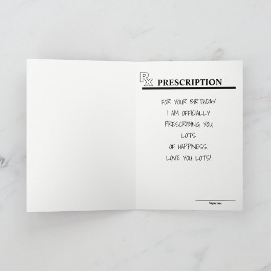 Carte Simulée bouteille d'ordonnance drôle Anniversaire (Intérieur)