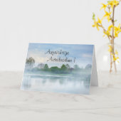 Carte Sincères condoléances avec lac et brouillard (Fleur jaune)