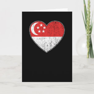 Carte Singapour : Coeur d'amour pour le drapeau