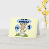 Carte Singe Anniversaire Garçon 1er (Fleur jaune)