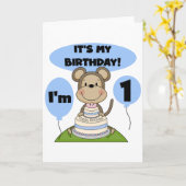 Carte Singe Anniversaire Garçon 1er (Fleur jaune)