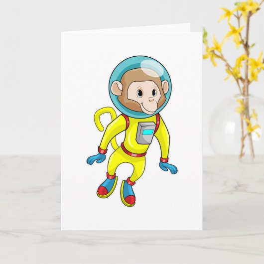 Carte Singe astronaute (Fleur jaune)