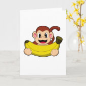 Carte Singe avec banane (Fleur jaune)