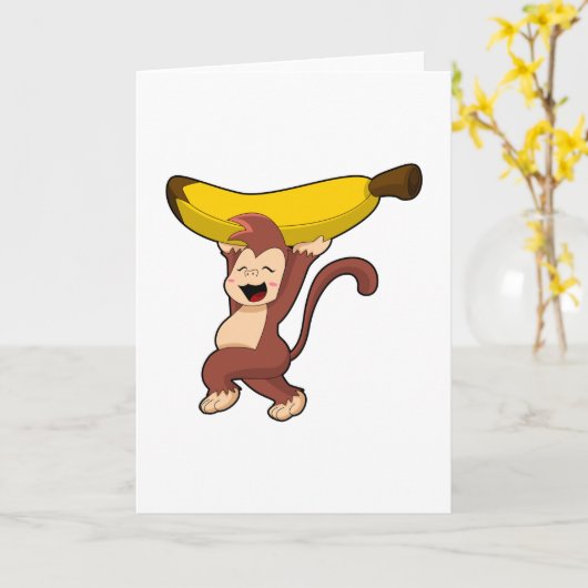 Carte Singe avec banane (Fleur jaune)