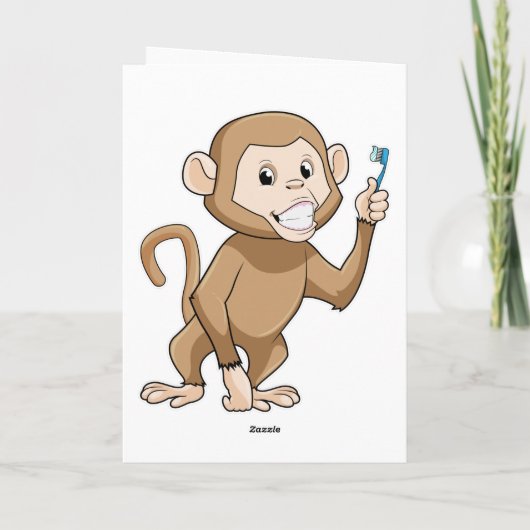Carte Singe avec brosse à dents (Dos)