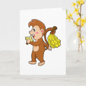 Carte Singe avec des bananes (Fleur jaune)