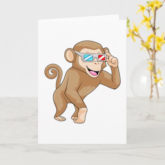 Carte Singe avec des lunettes (Fleur jaune)
