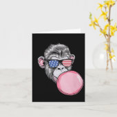 Carte Singe Avec Drapeau Américain Sungles 4 juillet Cad (Fleur jaune)