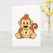 Carte Singe avec la coupe du café (Fleur jaune)