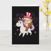 Carte Singe avec licorne pour le feu d'artifice du quatr (Fleur jaune)