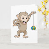 Carte Singe avec Yo-yo (Fleur jaune)