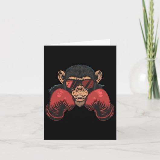 Carte Singe Boxer Avec Gants Boxer Kickboxing Funny B (Devant)