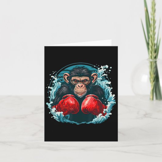 Carte Singe Boxer Avec Gants Boxer Kickboxing Funny B (Devant)