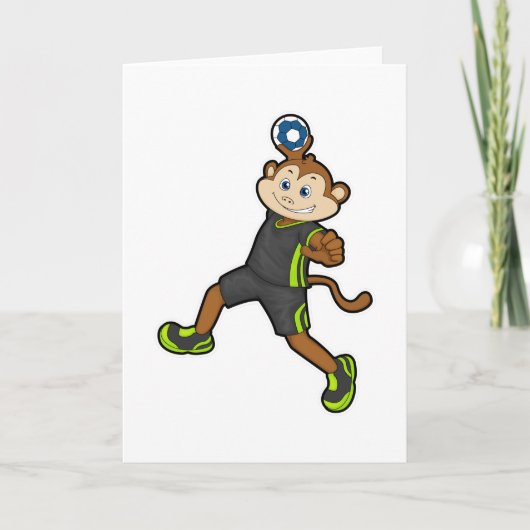 Carte Singe chez joueur de handball avec ballon de handb (Devant)