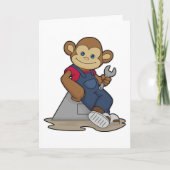 Carte Singe comme mécanicien avec clé (Devant)