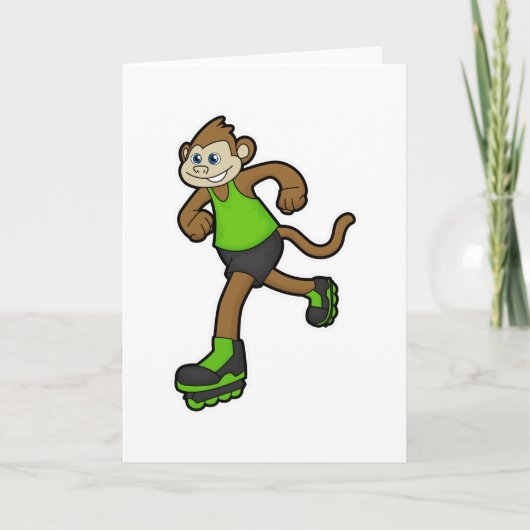 Carte Singe comme patineur avec patins en ligne (Devant)