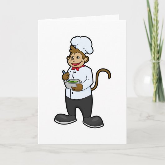 Carte Singe cuisinier avec bol (Devant)