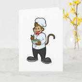 Carte Singe cuisinier avec bol (Fleur jaune)