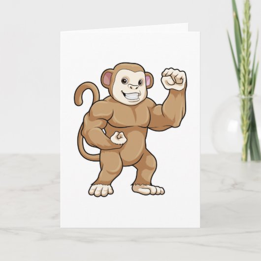 Carte Singe culturiste à la musculation (Devant)
