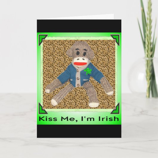 Carte Singe de chaussette du jour de St Patrick heureux (Devant)