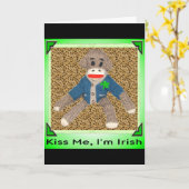 Carte Singe de chaussette du jour de St Patrick heureux (Fleur jaune)