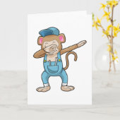 Carte Singe en mécanicien au dab de danse hip hop (Fleur jaune)