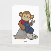 Carte Singe en mécanicien avec clé (Dos)