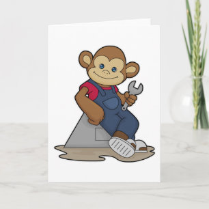 Carte Singe en mécanicien avec clé