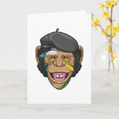 Carte Singe en peintre (Fleur jaune)