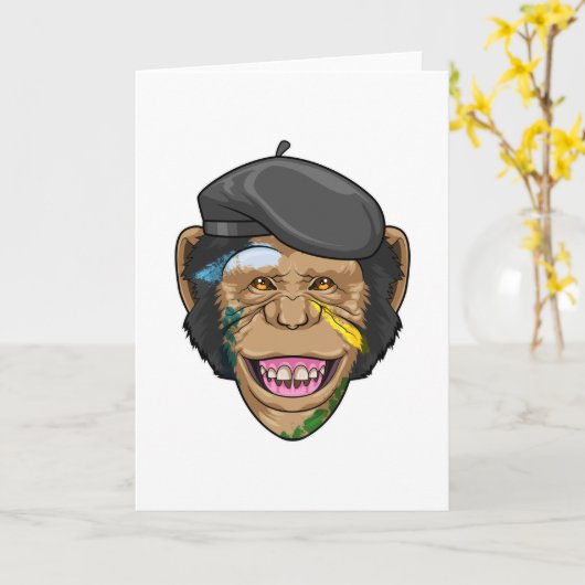 Carte Singe en peintre (Fleur jaune)