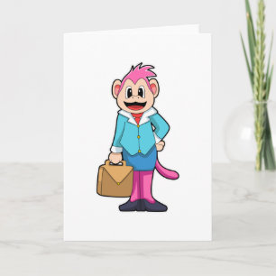 Carte Singe en secrétaire avec sac