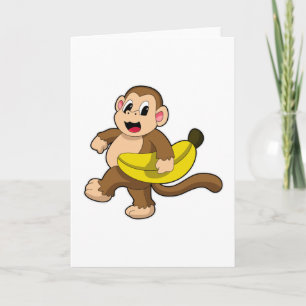 Carte Singe en train de courir avec une banane