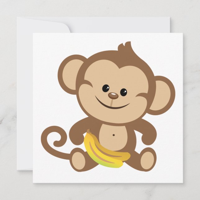 Carte Singe Garçon Avec Banane (Devant)