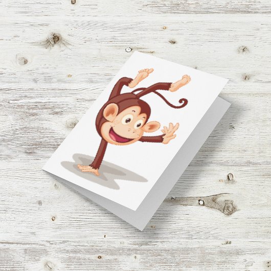 Carte Singe joueur faisant un poirier Animal mignon